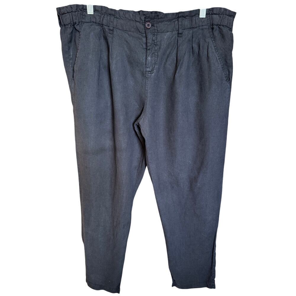 Johnny Was Linen Pleated Pant Trouser High Rise Relaxed Fit Black Size XL - Picture 2 of 12